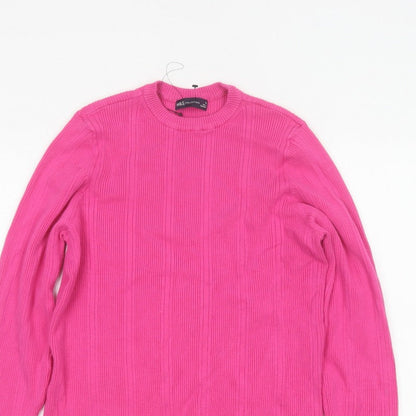 Marks and Spencer Women’s Pink Ribbed Crew Neck Jumper Size 18