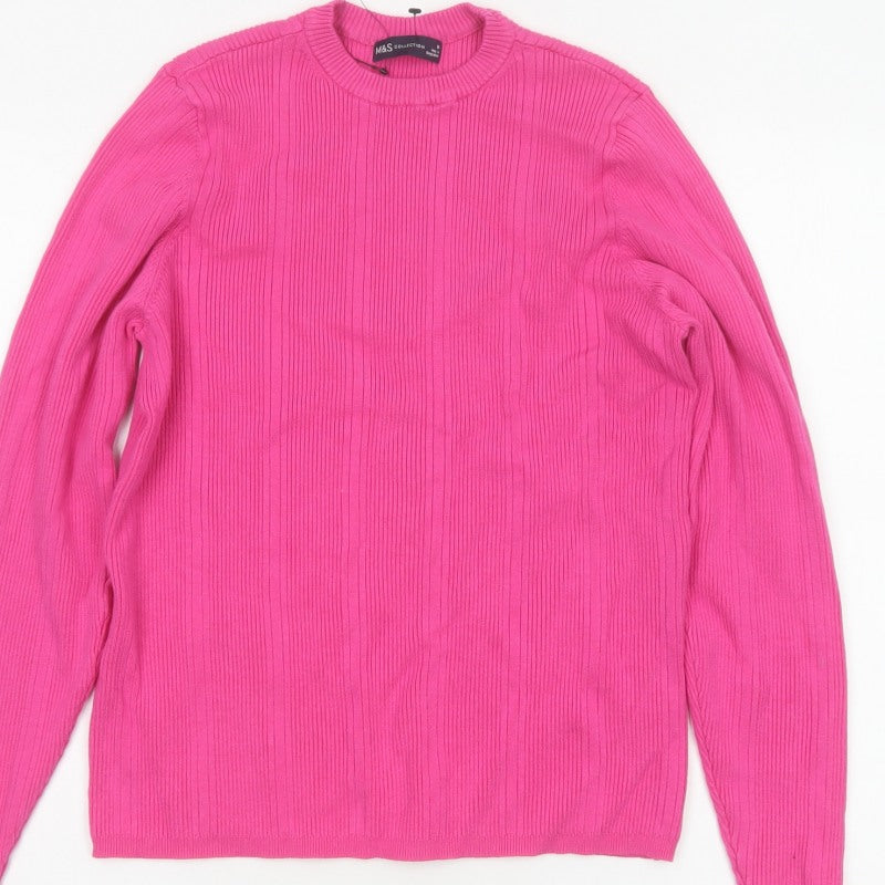 Marks and Spencer Women’s Pink Ribbed Crew Neck Jumper Size 18