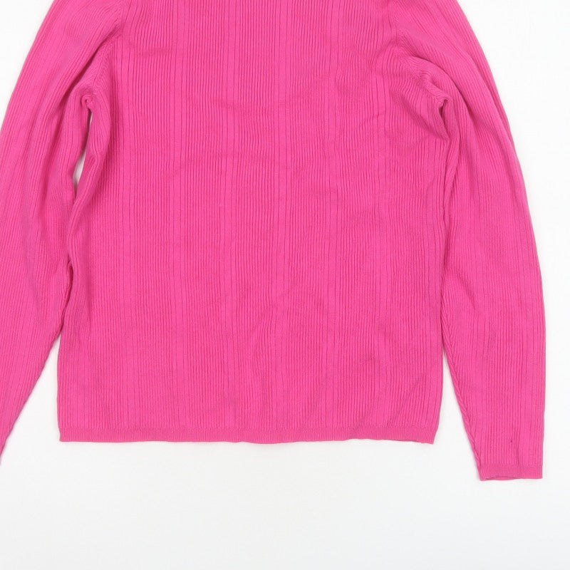 Marks and Spencer Women’s Pink Ribbed Crew Neck Jumper Size 18