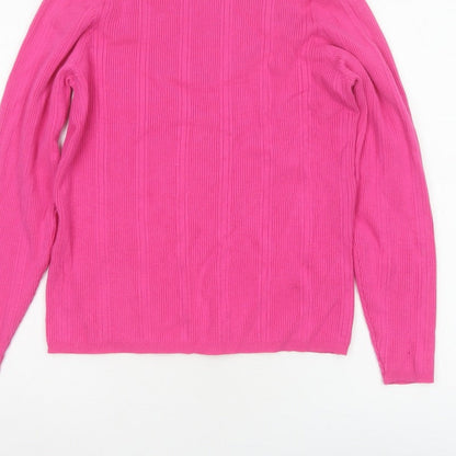 Marks and Spencer Women’s Pink Ribbed Crew Neck Jumper Size 18