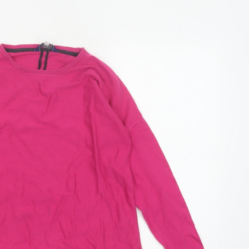 Joules Women’s Pink UK 6 Round Neck Knit Pullover Jumper Logo