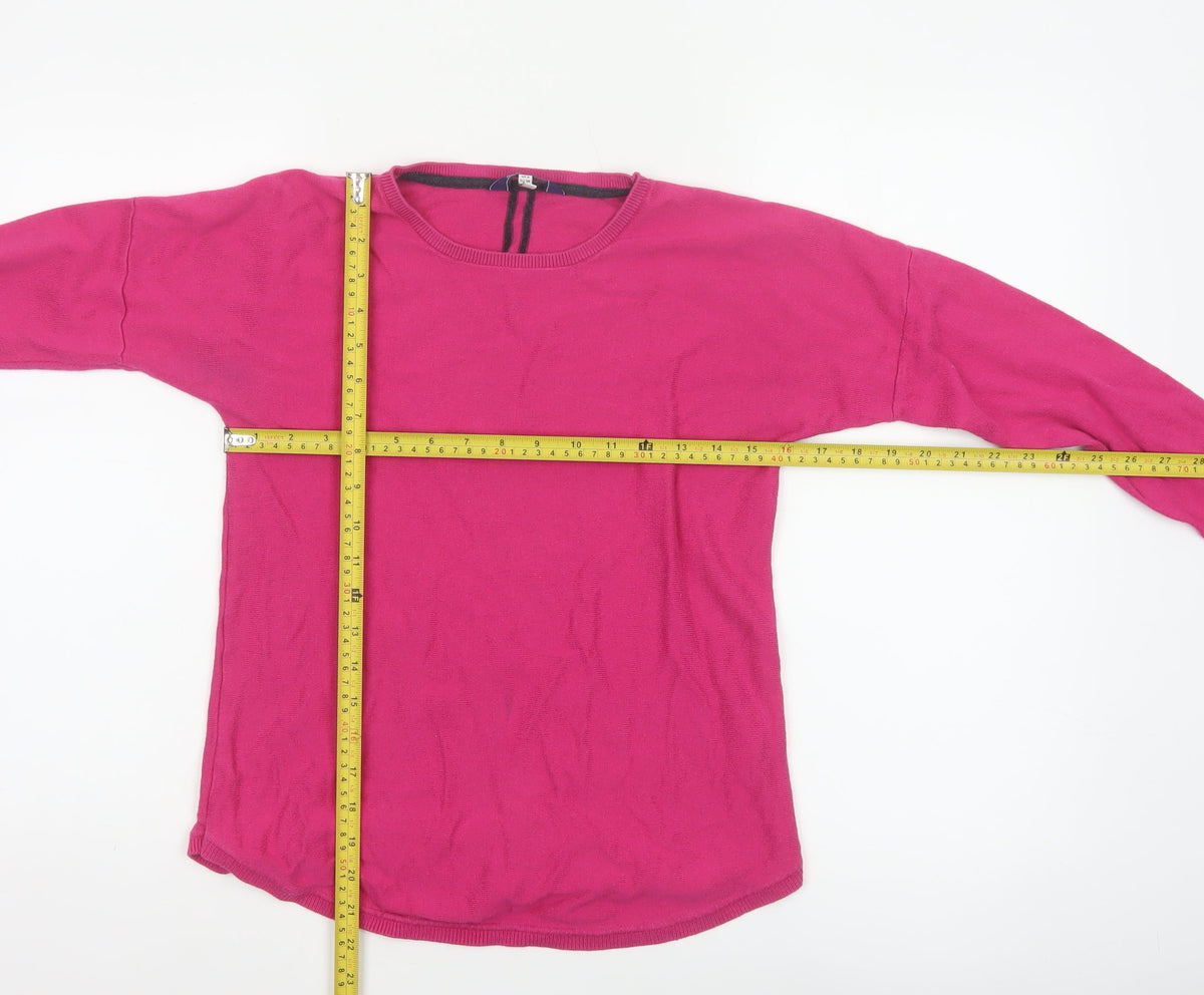 Joules Women’s Pink UK 6 Round Neck Knit Pullover Jumper Logo