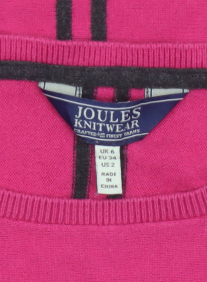 Joules Women’s Pink UK 6 Round Neck Knit Pullover Jumper Logo