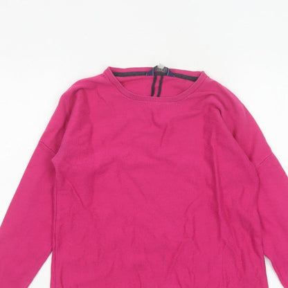 Joules Women’s Pink UK 6 Round Neck Knit Pullover Jumper Logo