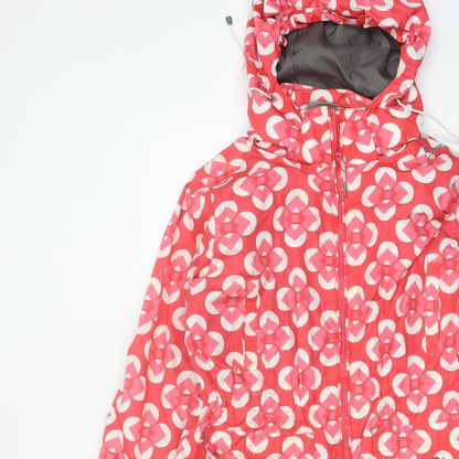 TOG24 Women's Pink Geometric Hooded Jacket UK 14 Lightweight Outdoor