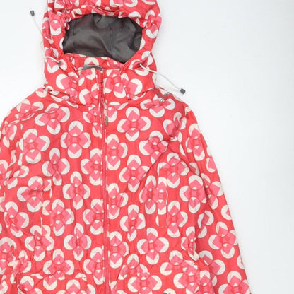 TOG24 Women's Pink Geometric Hooded Jacket UK 14 Lightweight Outdoor