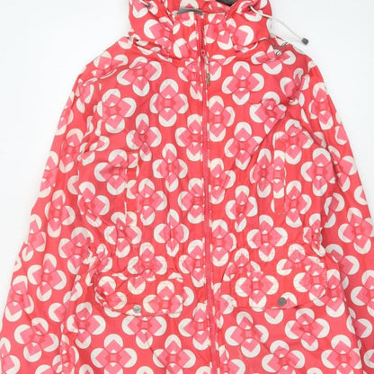 TOG24 Women's Pink Geometric Hooded Jacket UK 14 Lightweight Outdoor