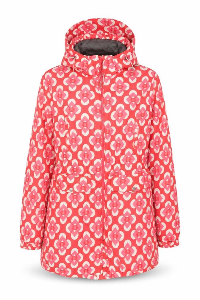 TOG24 Women's Pink Geometric Hooded Jacket UK 14 Lightweight Outdoor