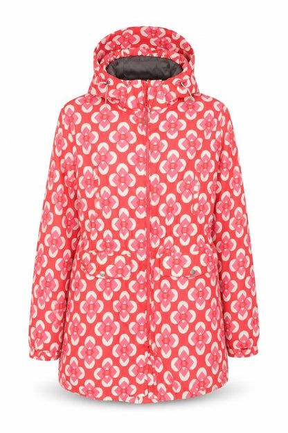 TOG24 Women's Pink Geometric Hooded Jacket UK 14 Lightweight Outdoor