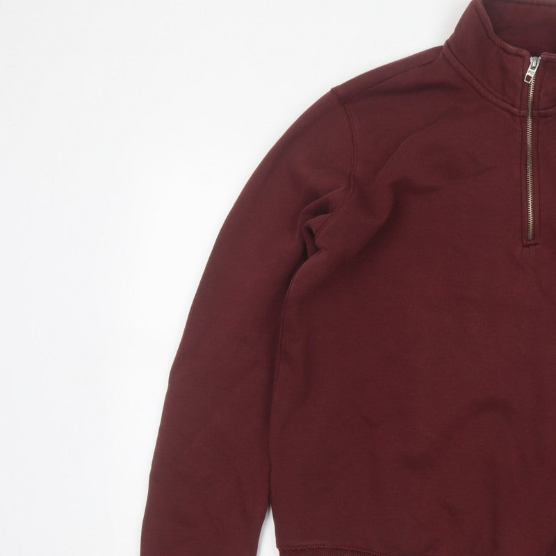 French Connection Men's Burgundy M 1/4 Zip High Neck Sweatshirt