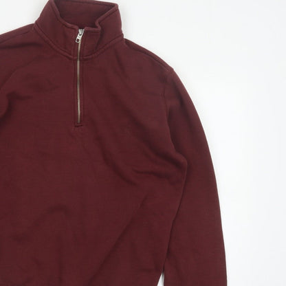 French Connection Men's Burgundy M 1/4 Zip High Neck Sweatshirt