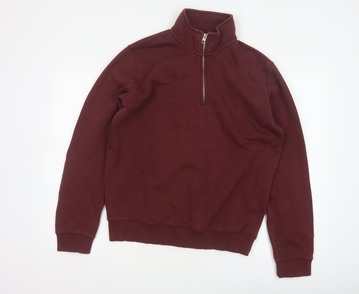 French Connection Men's Burgundy M 1/4 Zip High Neck Sweatshirt