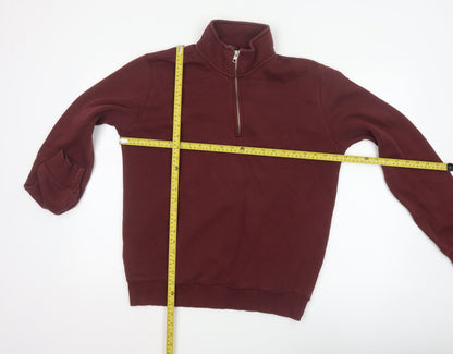 French Connection Men's Burgundy M 1/4 Zip High Neck Sweatshirt