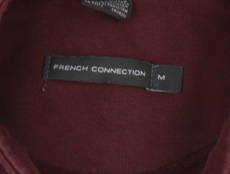 French Connection Men's Burgundy M 1/4 Zip High Neck Sweatshirt