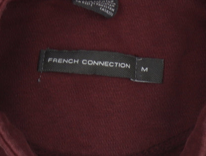 French Connection Men's Burgundy M 1/4 Zip High Neck Sweatshirt
