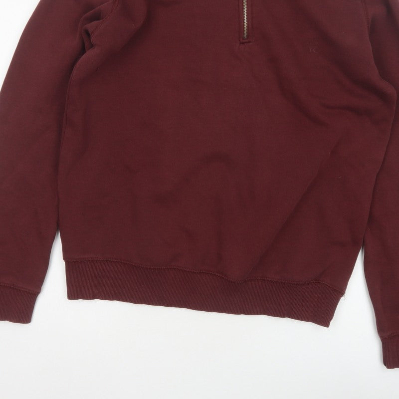 French Connection Men's Burgundy M 1/4 Zip High Neck Sweatshirt
