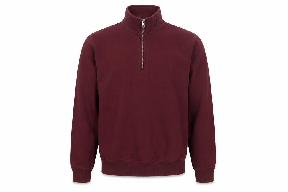 French Connection Men's Burgundy M 1/4 Zip High Neck Sweatshirt