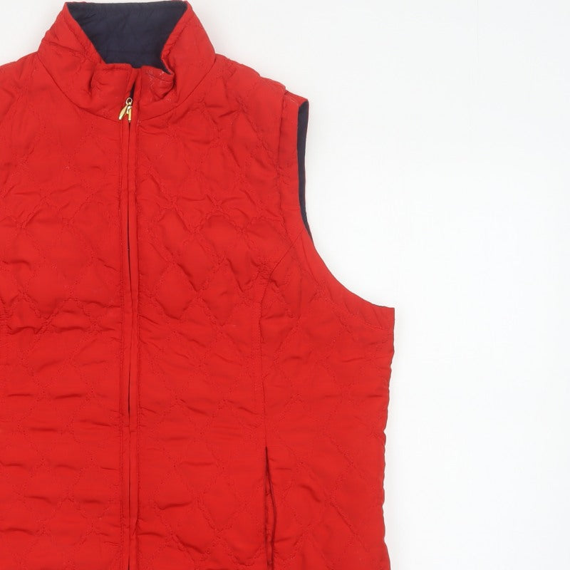 Dash Women Red UK 18 Quilted Padded Zip Waistcoat Gilet