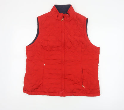 Dash Women Red UK 18 Quilted Padded Zip Waistcoat Gilet