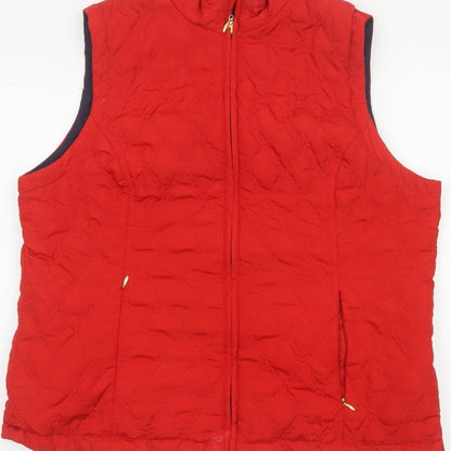 Dash Women Red UK 18 Quilted Padded Zip Waistcoat Gilet