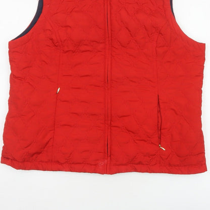 Dash Women Red UK 18 Quilted Padded Zip Waistcoat Gilet