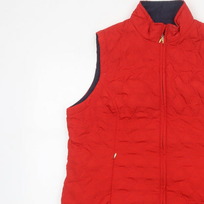 Dash Women Red UK 18 Quilted Padded Zip Waistcoat Gilet