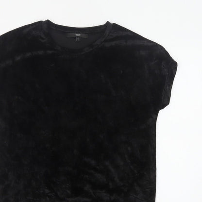 Next Women’s Black UK 12 Velvet Stretch Basic Cap Sleeve T-Shirt