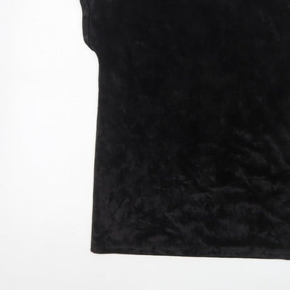Next Women’s Black UK 12 Velvet Stretch Basic Cap Sleeve T-Shirt