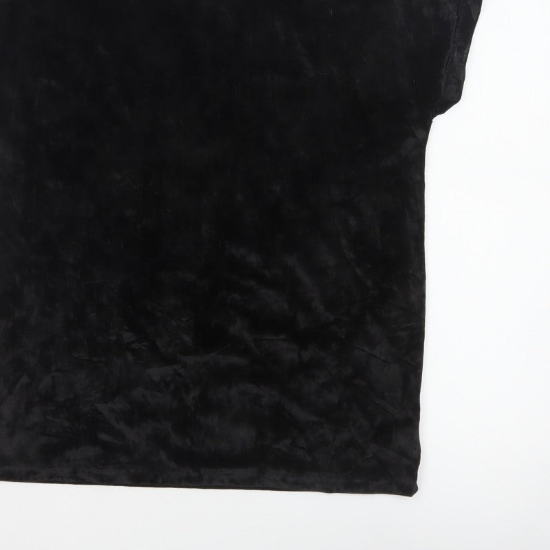Next Women’s Black UK 12 Velvet Stretch Basic Cap Sleeve T-Shirt