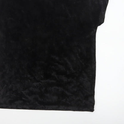 Next Women’s Black UK 12 Velvet Stretch Basic Cap Sleeve T-Shirt