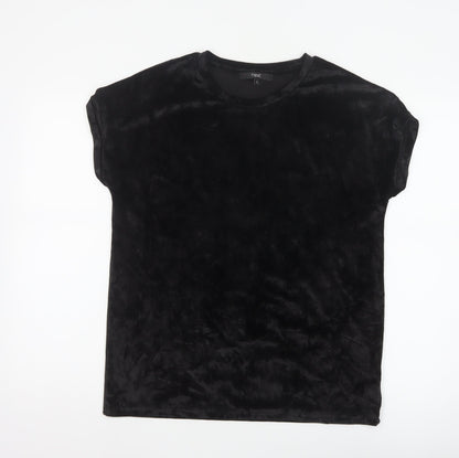 Next Women’s Black UK 12 Velvet Stretch Basic Cap Sleeve T-Shirt