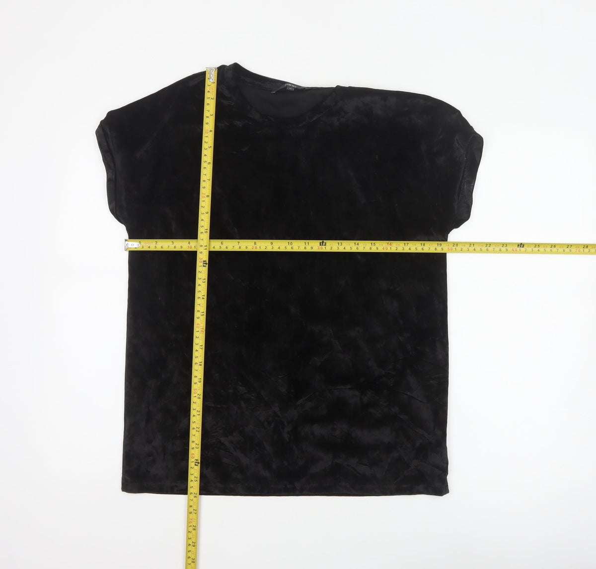 Next Women’s Black UK 12 Velvet Stretch Basic Cap Sleeve T-Shirt