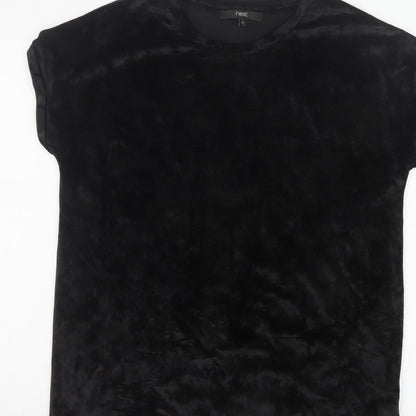 Next Women’s Black UK 12 Velvet Stretch Basic Cap Sleeve T-Shirt