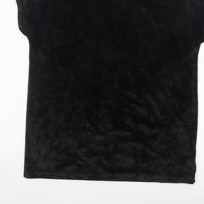 Next Women’s Black UK 12 Velvet Stretch Basic Cap Sleeve T-Shirt