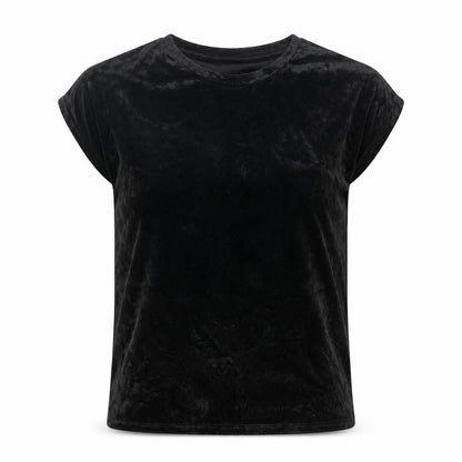 Next Women’s Black UK 12 Velvet Stretch Basic Cap Sleeve T-Shirt