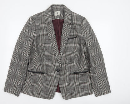 Tu Women’s Grey Check Blazer Size 18 Lined Single-Breasted Jacket