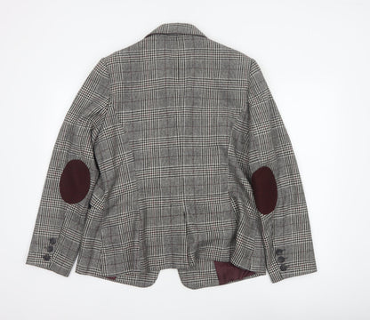 Tu Women’s Grey Check Blazer Size 18 Lined Single-Breasted Jacket