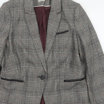 Tu Women’s Grey Check Blazer Size 18 Lined Single-Breasted Jacket
