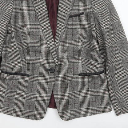 Tu Women’s Grey Check Blazer Size 18 Lined Single-Breasted Jacket