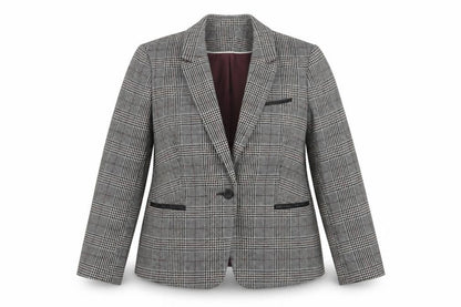 Tu Women’s Grey Check Blazer Size 18 Lined Single-Breasted Jacket