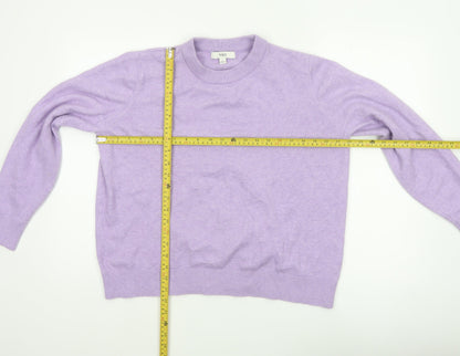 Marks and Spencer Women Purple L Crew Neck Knit Wool Blend Jumper