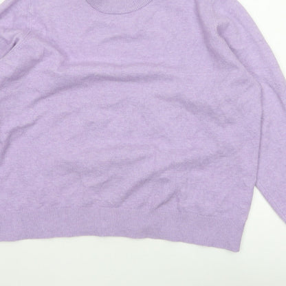 Marks and Spencer Women Purple L Crew Neck Knit Wool Blend Jumper