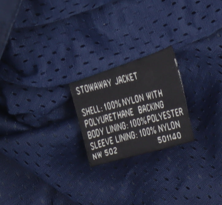 Wynnster Men's Blue Small Hooded Stowaway Waterproof Rain Jacket