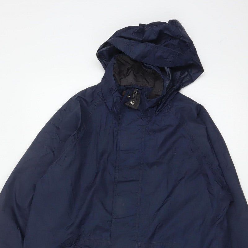 Wynnster Men's Blue Small Hooded Stowaway Waterproof Rain Jacket