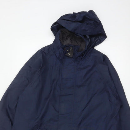 Wynnster Men's Blue Small Hooded Stowaway Waterproof Rain Jacket