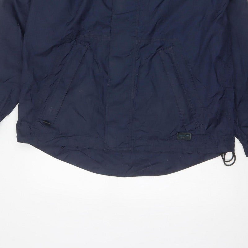 Wynnster Men's Blue Small Hooded Stowaway Waterproof Rain Jacket