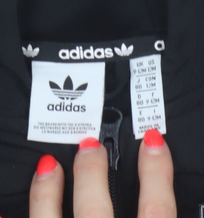 adidas Unisex Baby Black 9-12 Months Hooded Full Zip Track Jacket