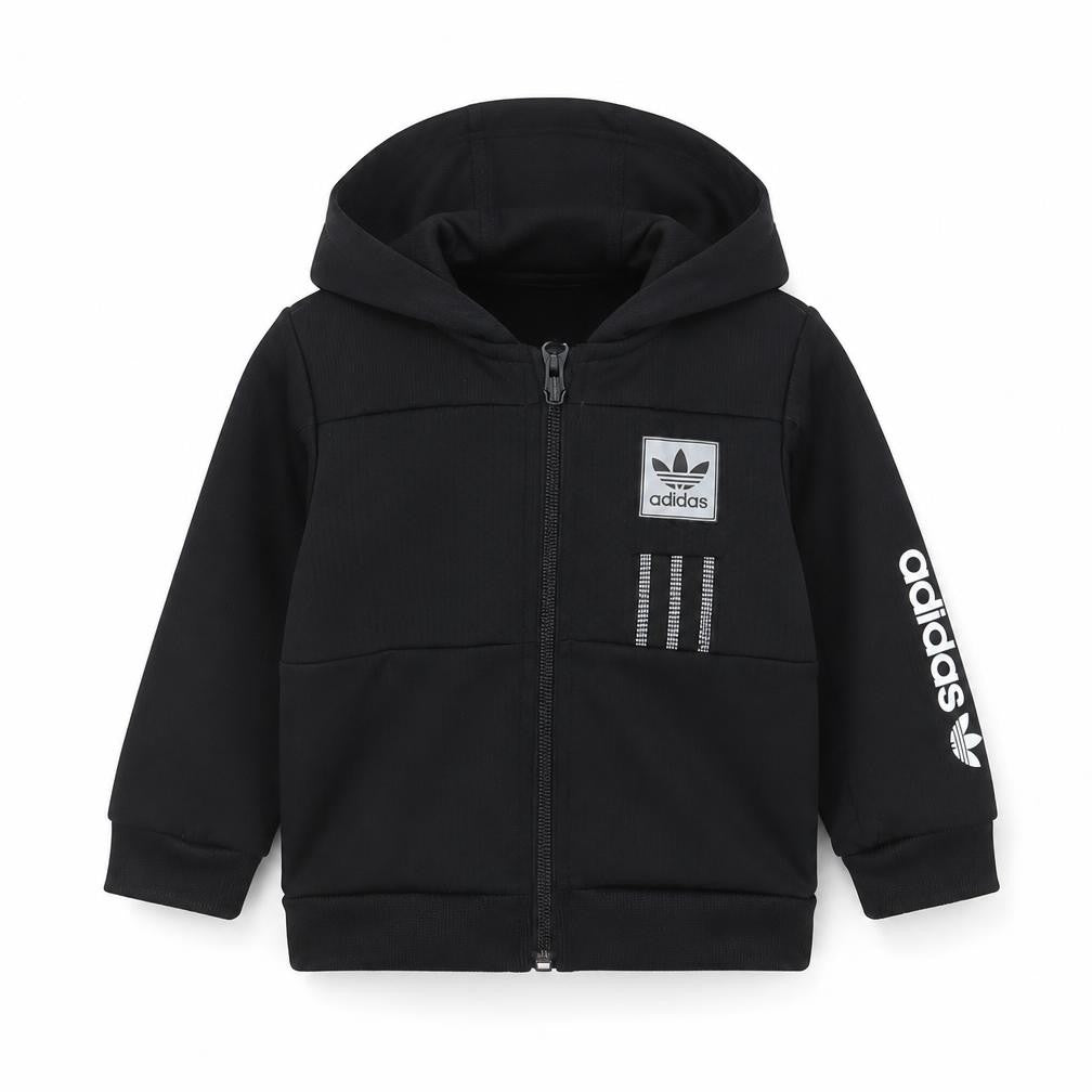 adidas Unisex Baby Black 9-12 Months Hooded Full Zip Track Jacket