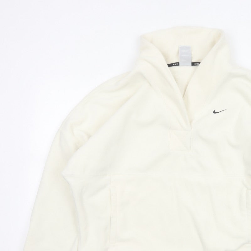 Nike Women’s Ivory S Therma-FIT 1/4 Zip Fleece Sweatshirt Pockets