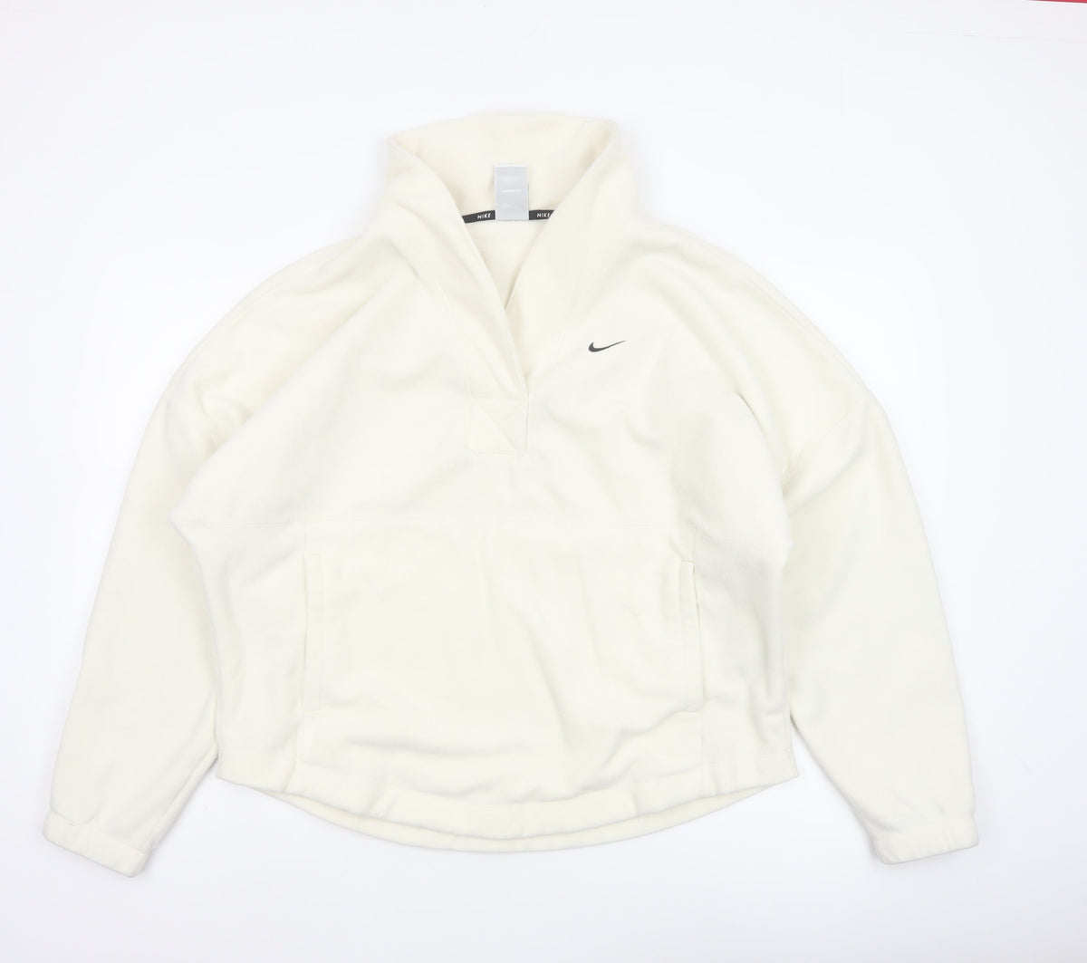 Nike Women’s Ivory S Therma-FIT 1/4 Zip Fleece Sweatshirt Pockets